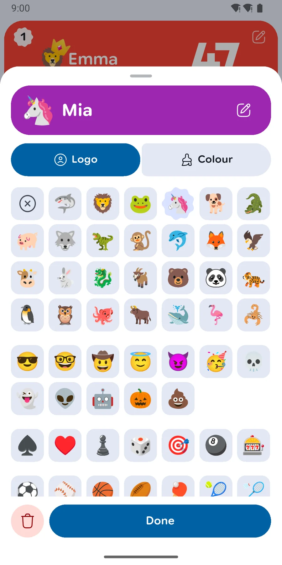 An animal and a color for every player